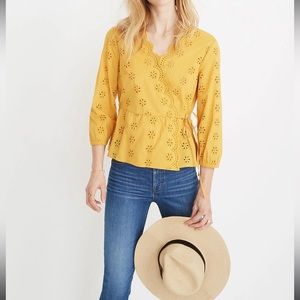 Madewell Scalloped Eyelet Wrap Top